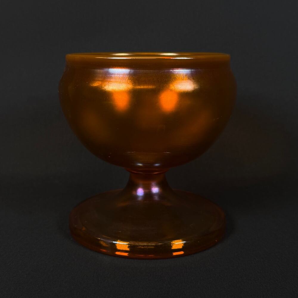 Vintage Golden Amber Colored Art Glass Footed Bowl Compote Candy Dish